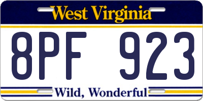 WV license plate 8PF923