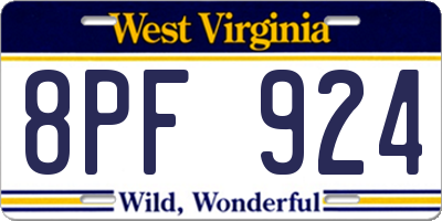 WV license plate 8PF924