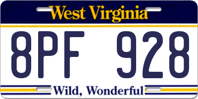 WV license plate 8PF928