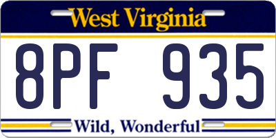 WV license plate 8PF935