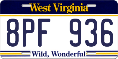 WV license plate 8PF936