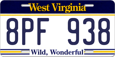 WV license plate 8PF938