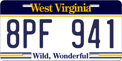 WV license plate 8PF941