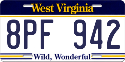 WV license plate 8PF942