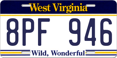 WV license plate 8PF946