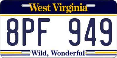 WV license plate 8PF949