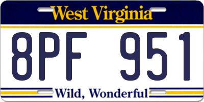 WV license plate 8PF951