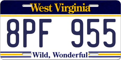 WV license plate 8PF955
