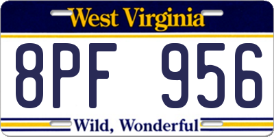 WV license plate 8PF956