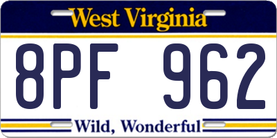 WV license plate 8PF962