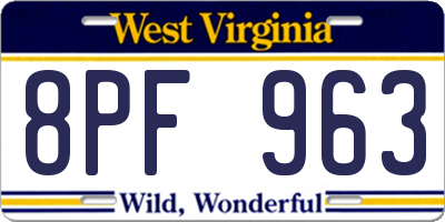 WV license plate 8PF963