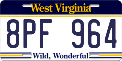 WV license plate 8PF964
