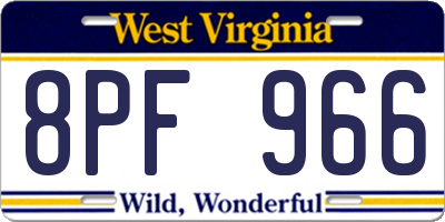 WV license plate 8PF966