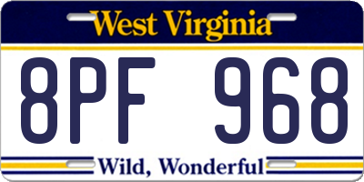 WV license plate 8PF968