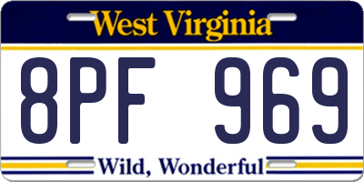 WV license plate 8PF969