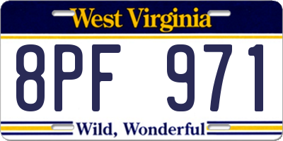 WV license plate 8PF971