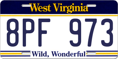WV license plate 8PF973