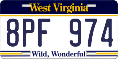 WV license plate 8PF974