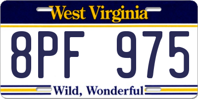 WV license plate 8PF975