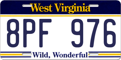 WV license plate 8PF976
