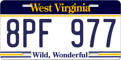 WV license plate 8PF977