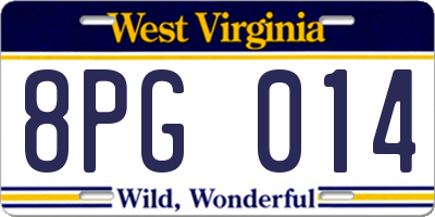 WV license plate 8PG014