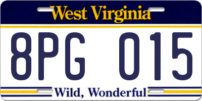 WV license plate 8PG015