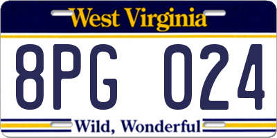 WV license plate 8PG024