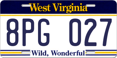 WV license plate 8PG027