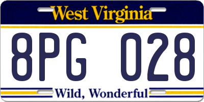 WV license plate 8PG028