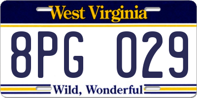 WV license plate 8PG029