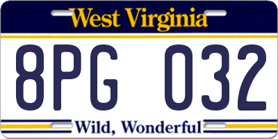 WV license plate 8PG032