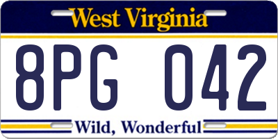 WV license plate 8PG042