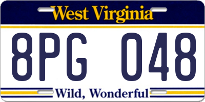 WV license plate 8PG048