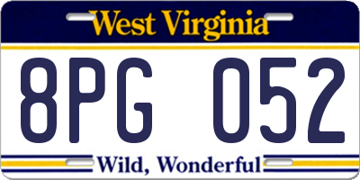WV license plate 8PG052