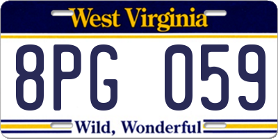 WV license plate 8PG059