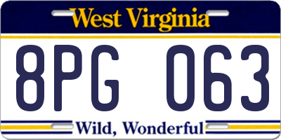 WV license plate 8PG063