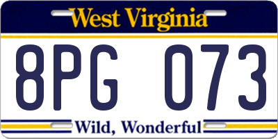 WV license plate 8PG073