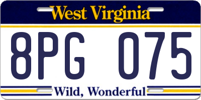 WV license plate 8PG075