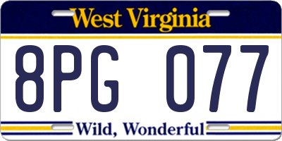 WV license plate 8PG077
