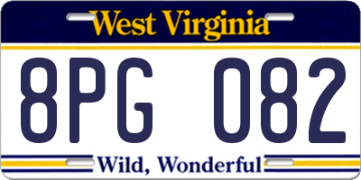WV license plate 8PG082