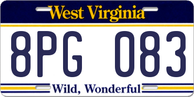 WV license plate 8PG083