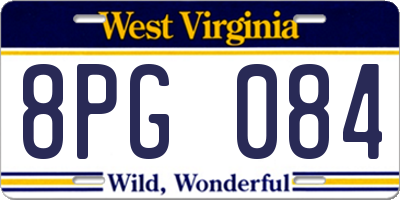 WV license plate 8PG084