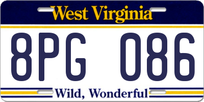 WV license plate 8PG086