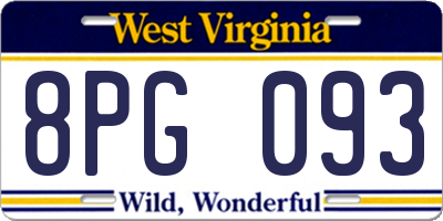 WV license plate 8PG093