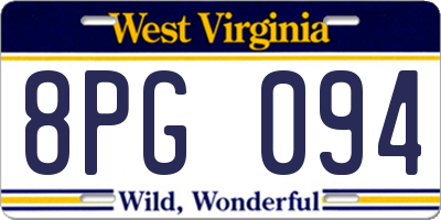 WV license plate 8PG094