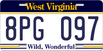WV license plate 8PG097