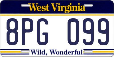WV license plate 8PG099