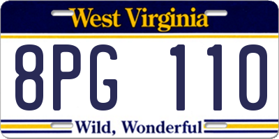 WV license plate 8PG110