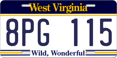 WV license plate 8PG115